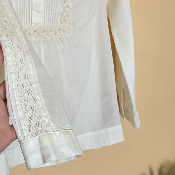 Madewell  cream Eyelet Inset Lace Detail Popover Blouse top size Xs - Picture 7 of 7